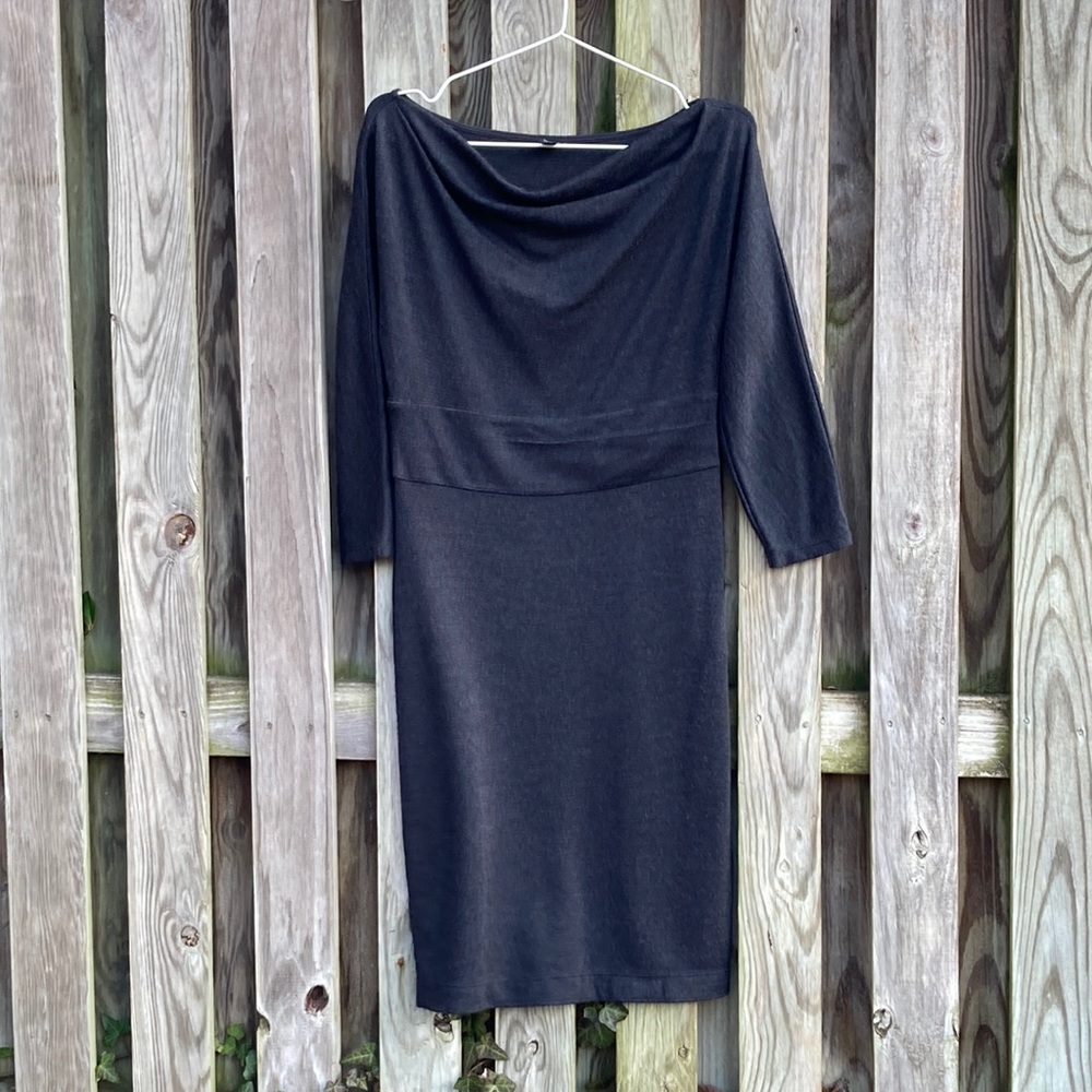 Ann Taylor drape boat neck black dress size 4